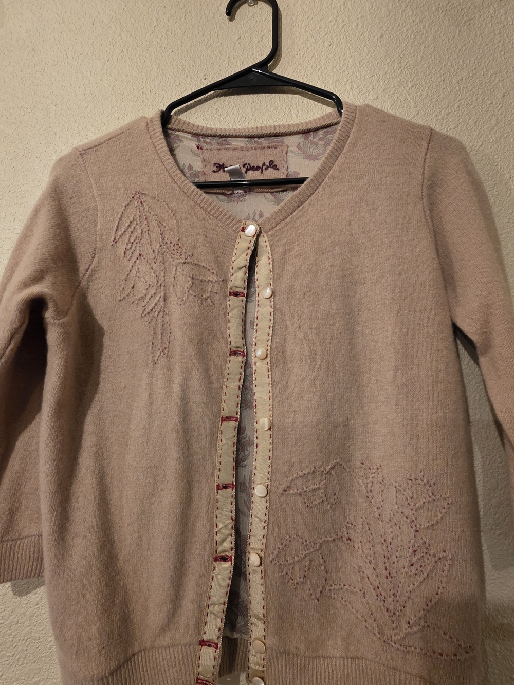 Free People Vintage Embroidered Angora Blend Cardigan